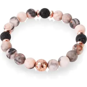 Healing Bracelet for Women, Anxiety Stress Relief Lava Rock Essential Oil Pink Crystal Stone Beaded Bracelet, Calming Spiritual Mood Rose Quartz Bead Stretch Braceletsfidget toys