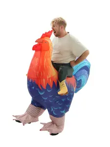 Funny Inflatable Rooster Costume for Adults, Blow Up Chicken Ride on Suit, Halloween BBQ Festival Party Cosplay, Men Women