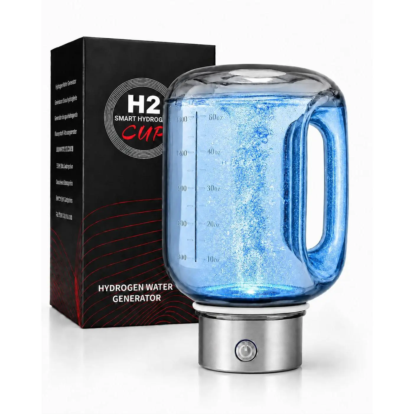 1.8L/60oz Hydrogen Water Bottle, SPE/PEM H2 Machine, Portable Rechargeable