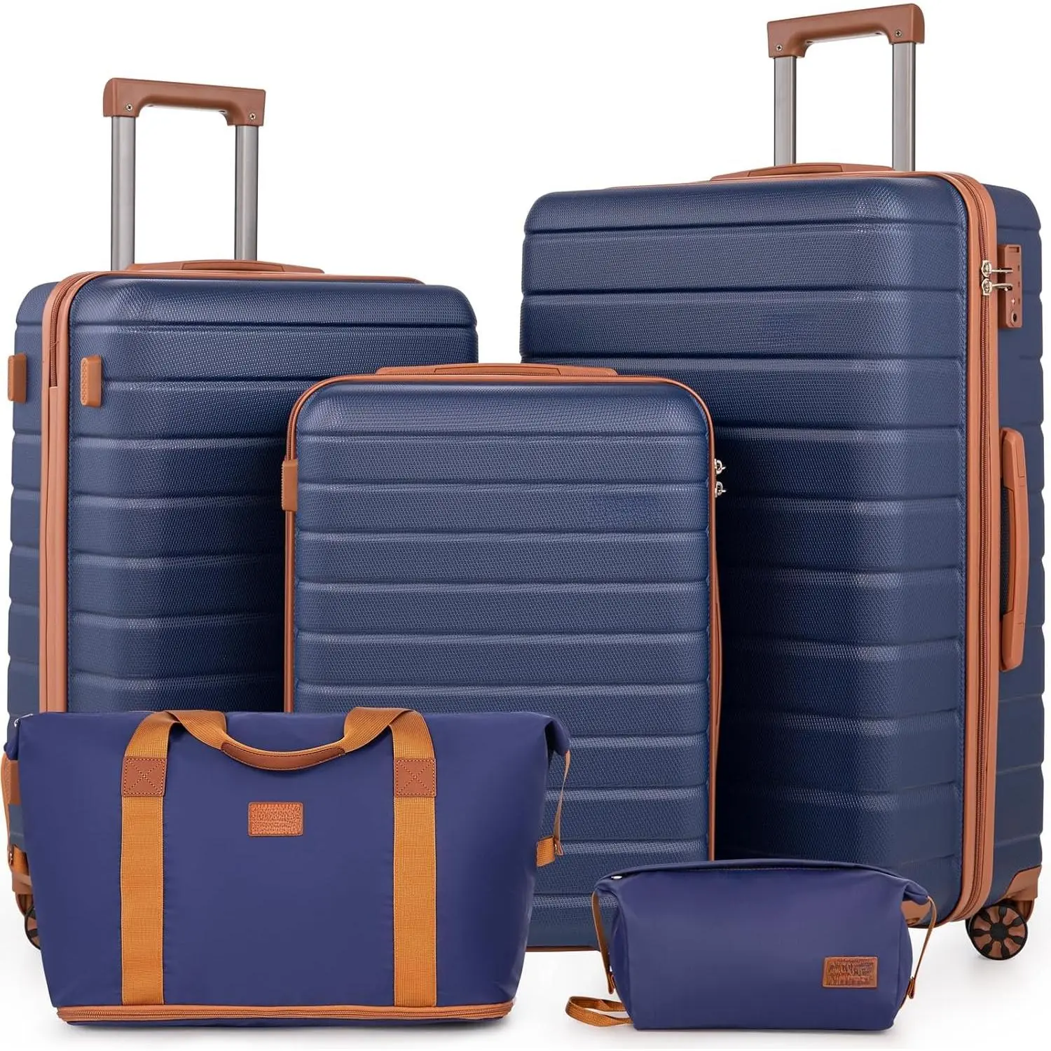 Luggage Sets 5 count, Hardshell Suitcases with Wheels, TSA Lock | Carry  Luggage Sets 20/24/28 Inch Sizes, ABS Hard Shell, Lightweight Suitcase Set With Spinner Wheels And 2 Bags.