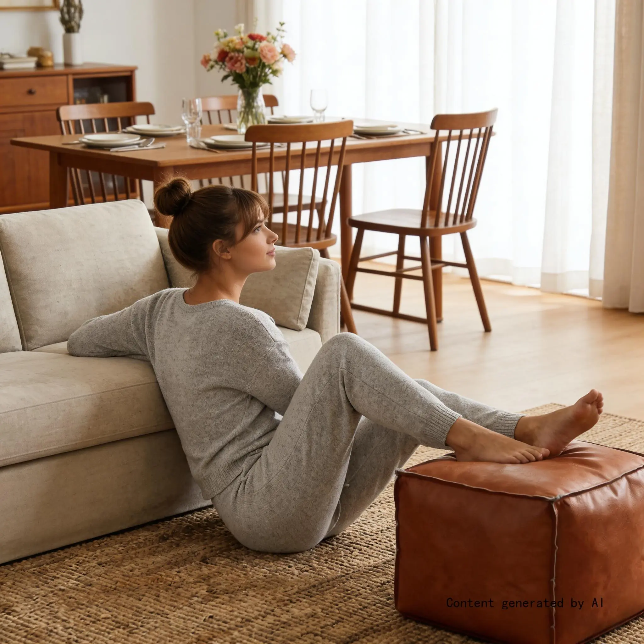 15.7-in & 17 In Square Modern Handcrafted PU Leather Ottoman Lazy Bean Bag Footstool Cover - Unfilled Storage Sleeve, Durable, Wear-Resistant, Waterproof, Easy-to-Clean, for Adults & Children’s Living Room Furniture