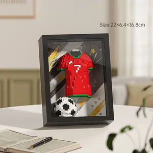 CR7 Portugal 7 Brick Frame Set, for 6 7 8 9 10 11 12 13 14 Year Old Boys Girls Men Women Teens Premium ABS Plastic Soccer Fan Room Decor Desk Display Sport Memorabilia Collectible Building Toys Birthday Gifts 2026 Euro Tournament TikTok Viral