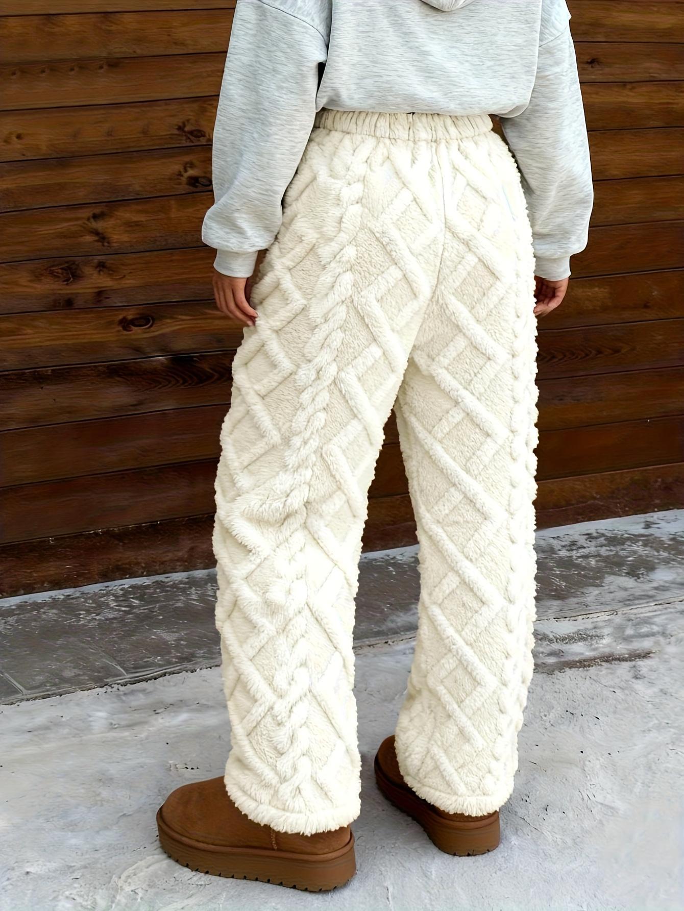 Women's Fleece Wide Leg Pants, Cozy Plush Winter Pants, Sherpa Lined Lounge Pants, Warm Wide Leg Sweatpants, Fuzzy Winter Trousers for Women