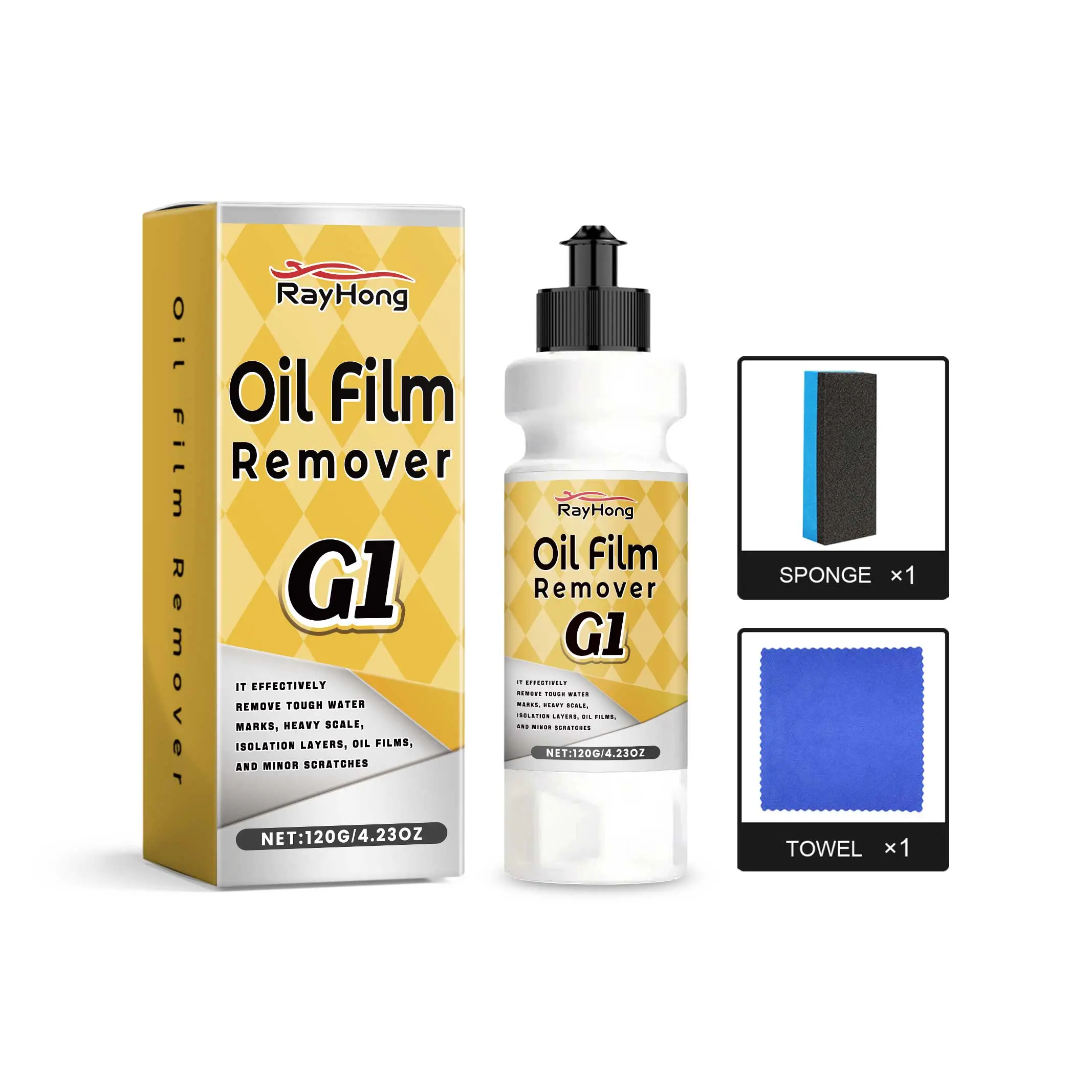 Rayhong Car Glass Oil Film Remover Car Windshield Window Decontamination Anti-Rain Coating Cleaner