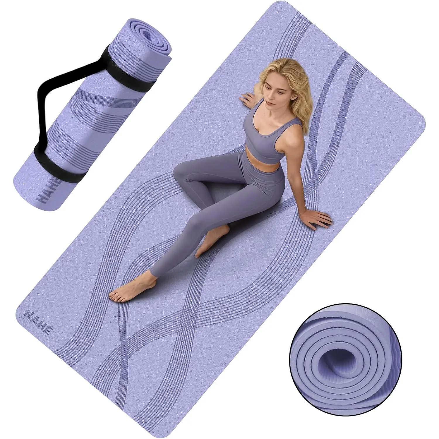 Yoga Mat High Density Exercise Mat, 76"x32"x0.27"Thick Wide & Large Yoga Mat for Women Men, Professional POE Workout Mat for Yoga, Pilates, Fitness & Stretching