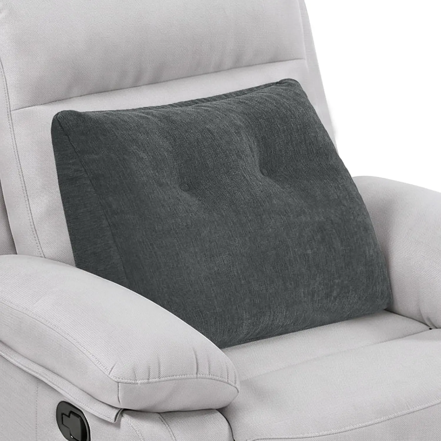 Dark Grey Recliner Support Pillow - Soft Layer, Shredded Memory Foam, Synthetic Fiber, Modern, Neutral Tones Couch Cushion for Lower Body Support