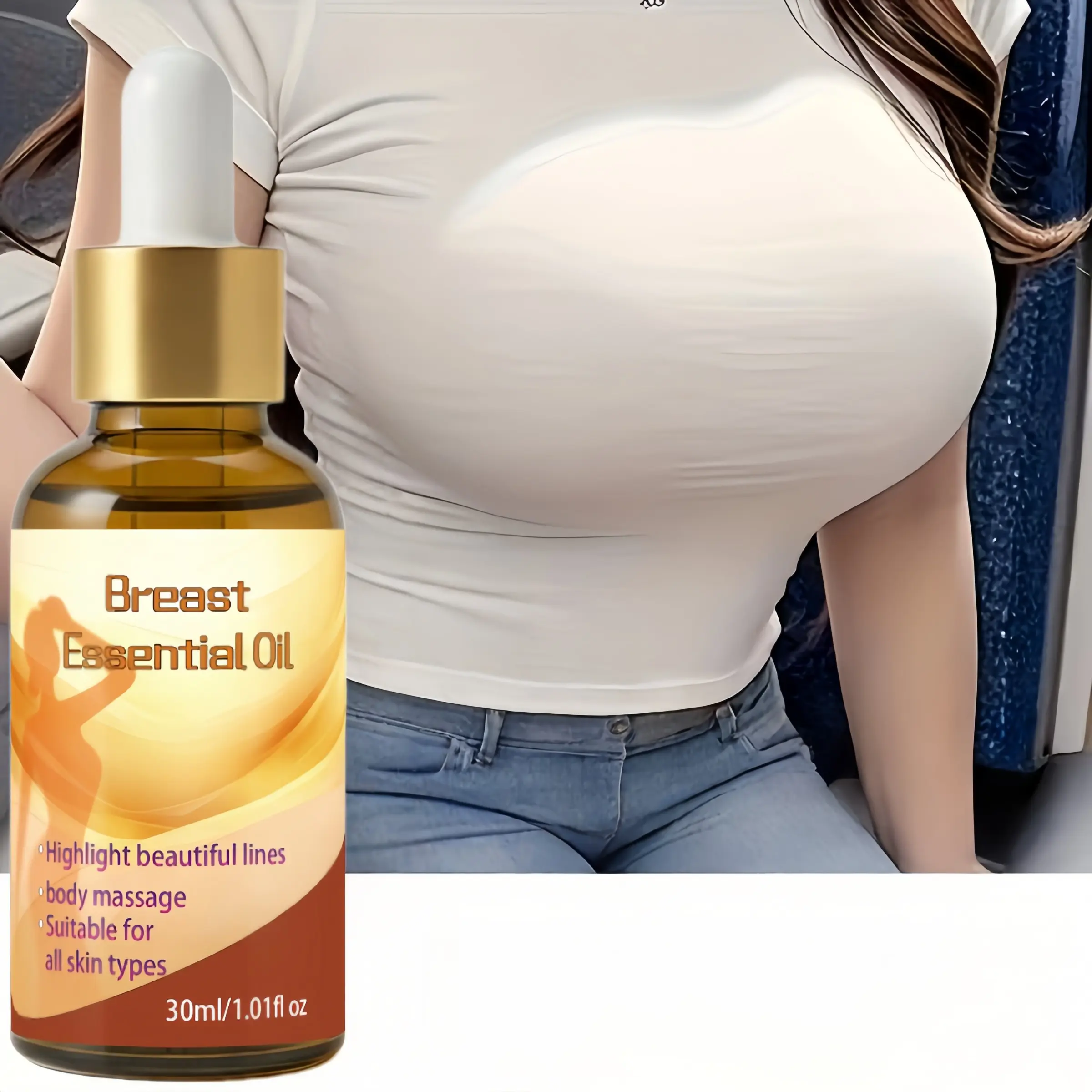 Chest Massage Essential Oil, High Quality Oil, Premium Grade Oil, Skin Firming & Hydrating Body Oil, Smooth Silky Skin Care Oil, Nourishing Moisturizing Massage Serum for All Skin Types, Daily Bust Body Self-Care Oil 30ml
