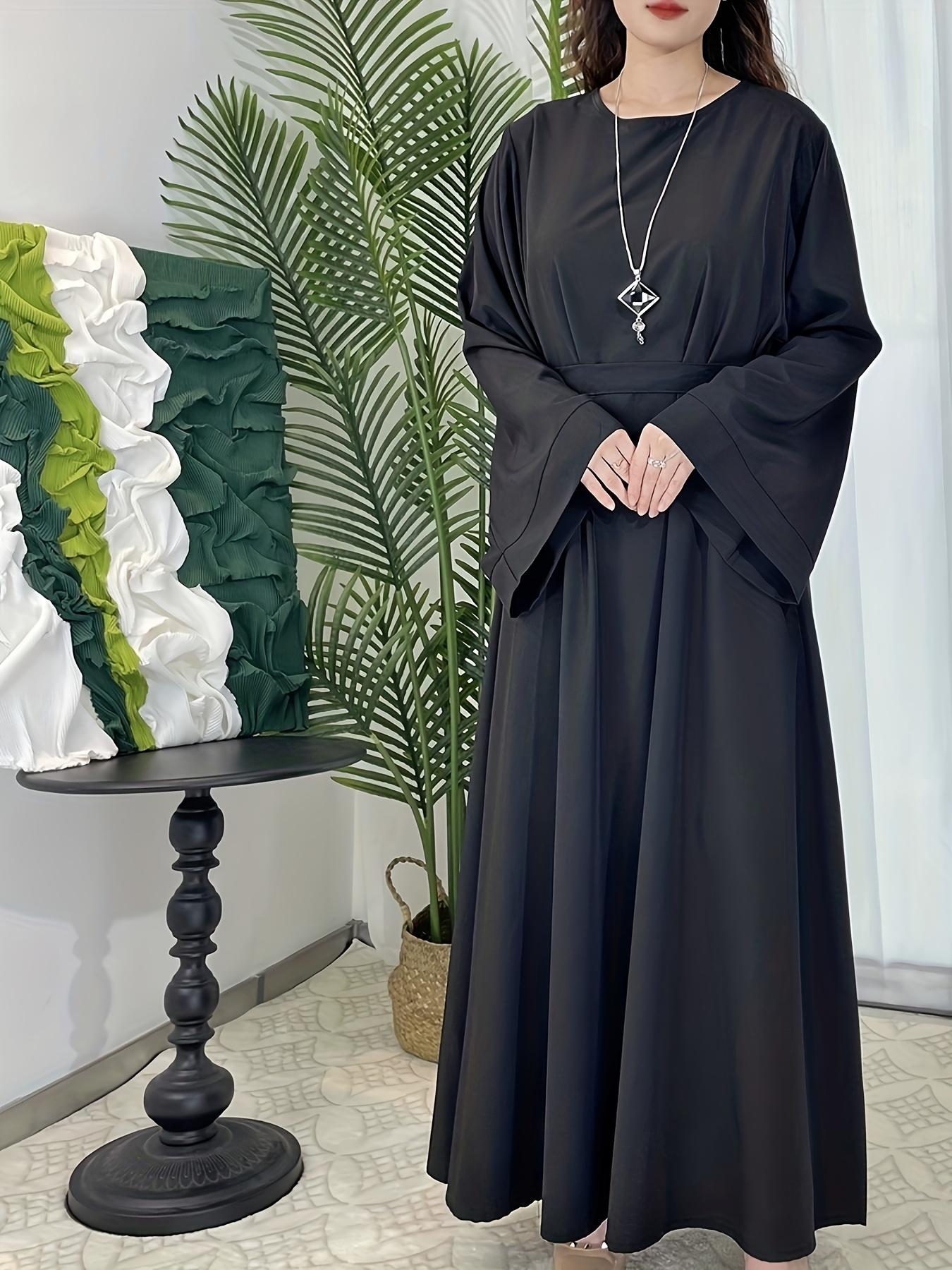 [Middle Eastern Loose Fit Dress] Elegant Green Arabic Women's Muslim Robe |   Middle Eastern Flared Sleeve Long Dress |   Loose Fit All-Season Versatile Home Festival Traditional Attire