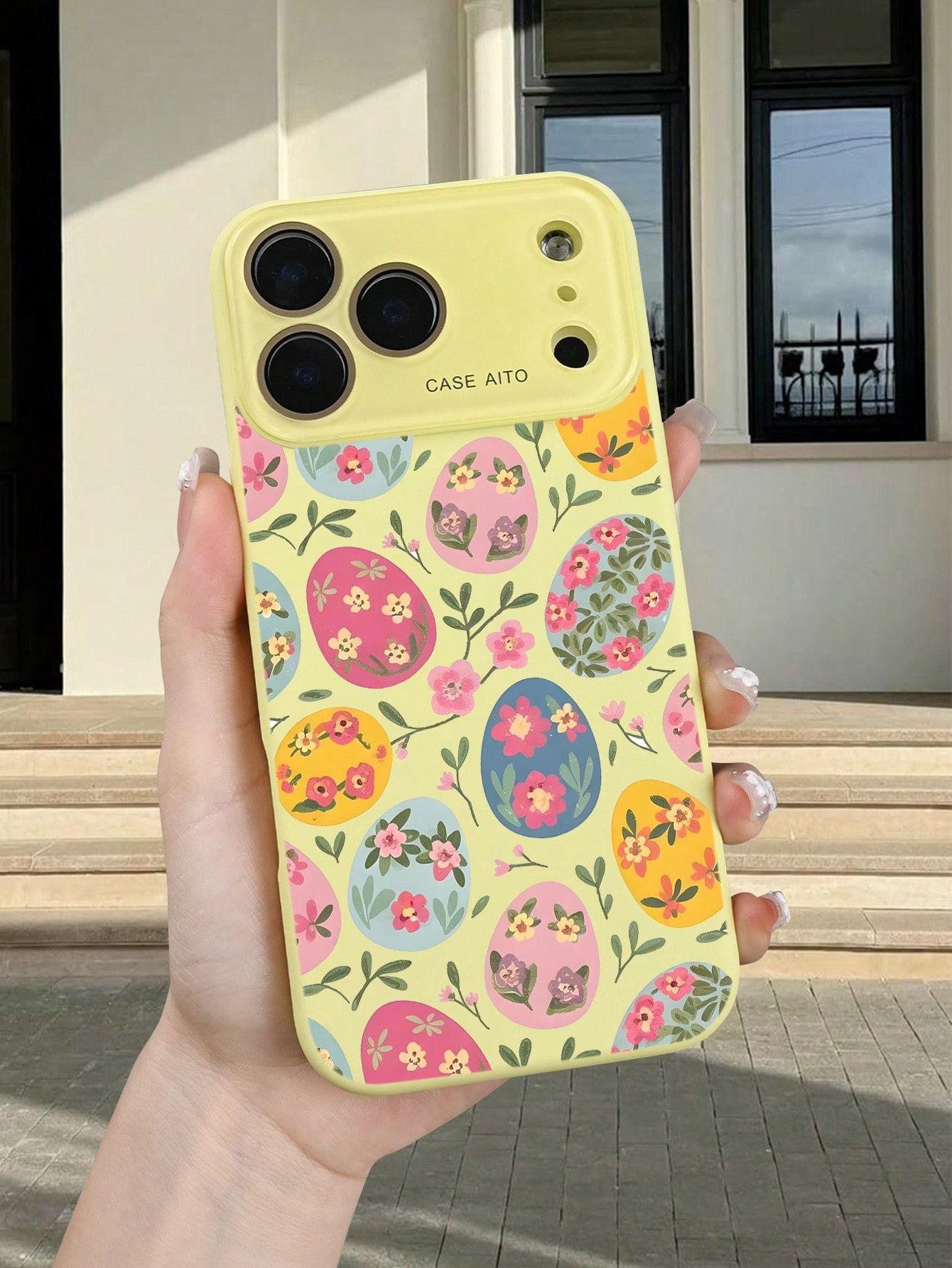 Cute Easter Egg Pattern Printed Shockproof Protective Phone Cover Compatible With Iphone 17promax/17pro/17/17Air/16promax/16pro/16/15promax/15pro/15/14promax/14pro/14/13promax/13pro/13/12promax/12pro/12