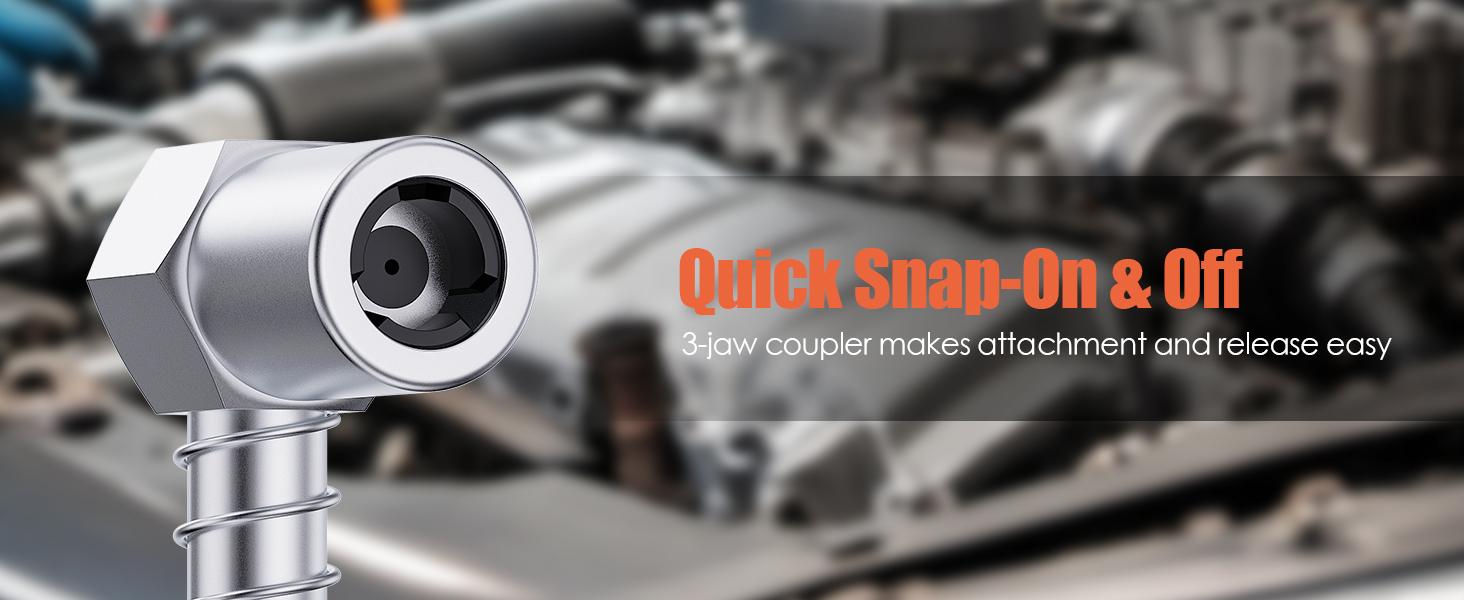 THE WELL KEPT 90 Degree Grease Gun Coupler Adapter - Right Angle Grease Gun Fittings for Tight Spaces, High-Pressure Grease Gun Nozzle Tip – 3-Jaw Spring-Lock for Standard Grease Fittings