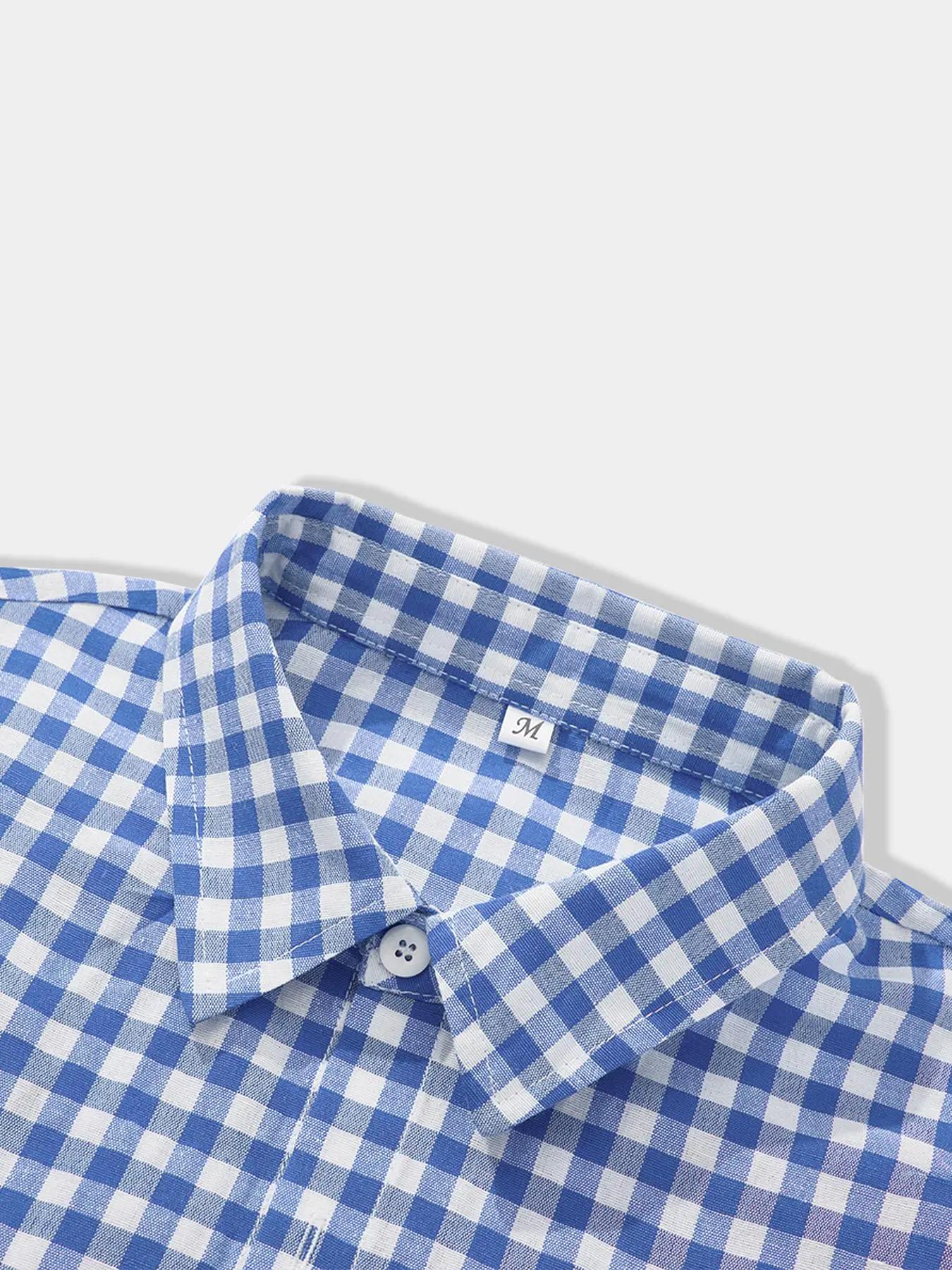 Men's Regular Checkered Vintage Short Sleeve Shirt, Casual Retro Gingham Shirt for Daily Wear, Fashion Men's Top for Summer