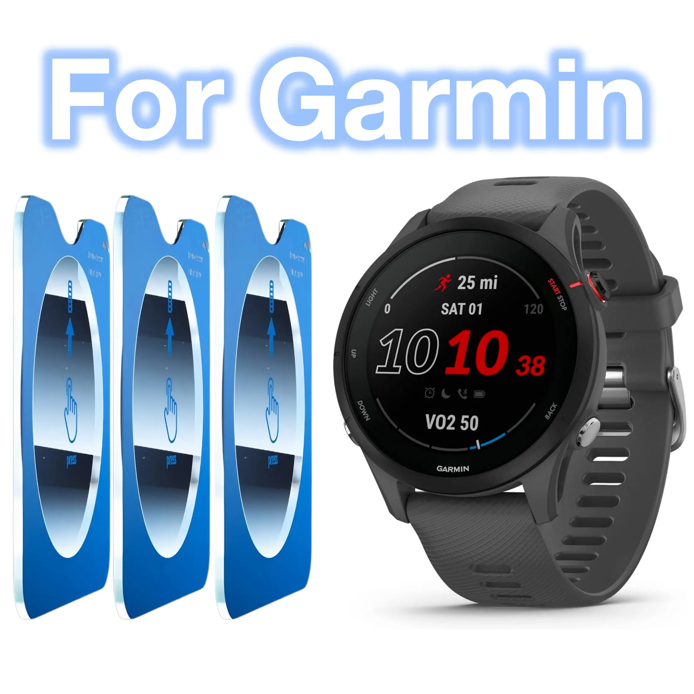3pcs Tempered Glass Screen Protector for Garmin Forerunner 255 165 955 S70 Fenix8, Amoled Solar Music 47mm 46mm, Easy Alignment