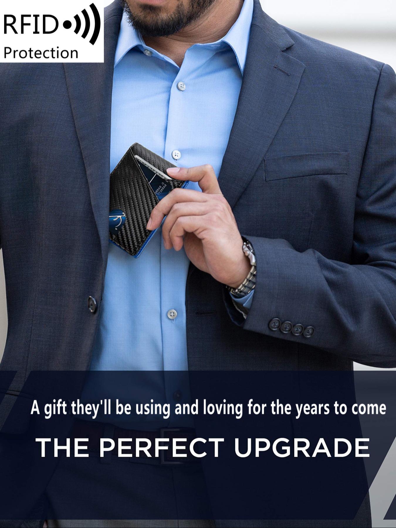 Father's Day Gifts, Men's Minimalist Carbon Fiber CardHolder, RFlD Blocking Card Holder, Slim Wallet, CompactDesign Card Protector for Daily & Travel Use, Rfid Card Holder, Rfid Card Slots, Christmas Gift, Valentine's Day Gift, Ideal Gift