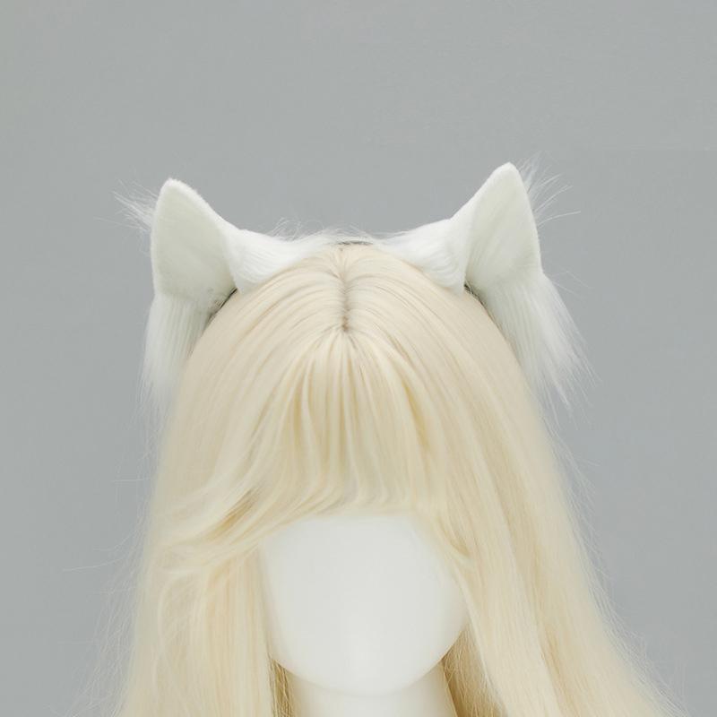 Archi Handwork NEKOPARA Vanilla Furry Headband Tail Maid White Cat