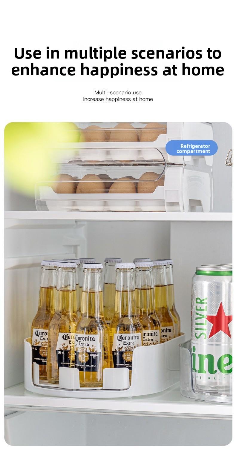 Kitchen Rotating Storage Rack for Drinks Multi - purpose Fridge Rotation Tray Detachable Washable Desktop Bottle Organizer