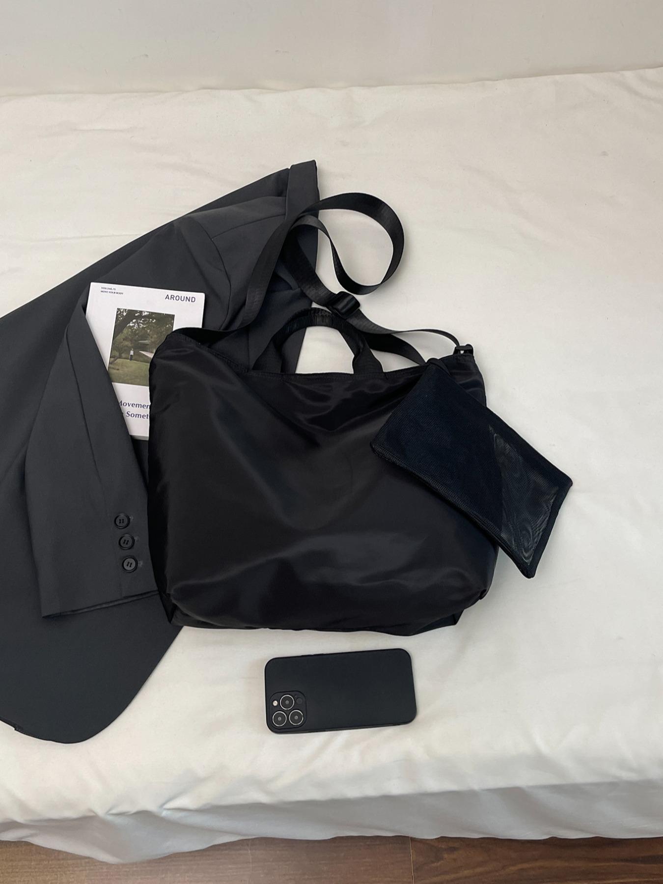 Men's Large Capacity Zipper Closure Casual Fashion Tote Bag, Versatile Travel Luggage Bag Suitable for Daily Use & Holidays