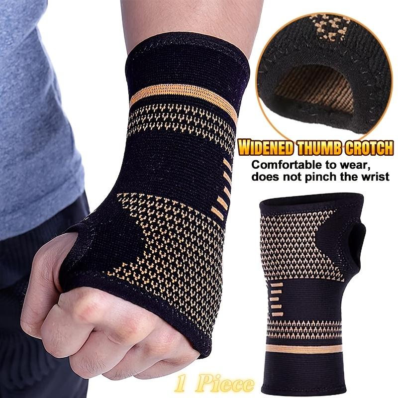 Copper-colored wrist compression sleeve (1 piece), elastic wrist support sleeve, wrist and hand compression sleeve, suitable for sports, gym workouts, typing, and daily activities