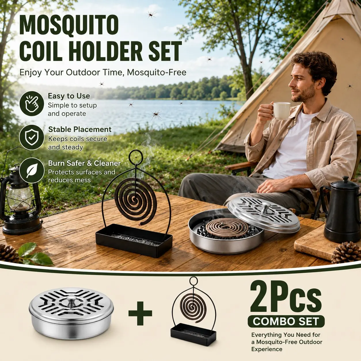 2pcs Metal Mosquito Coil Holder Fireproof Ash Collector Anti Insect Burner Tray Multi Scene Use Home Essential Safe Mosquito Tray Gift For Women Mom Wife Girlfriend Christmas Halloween