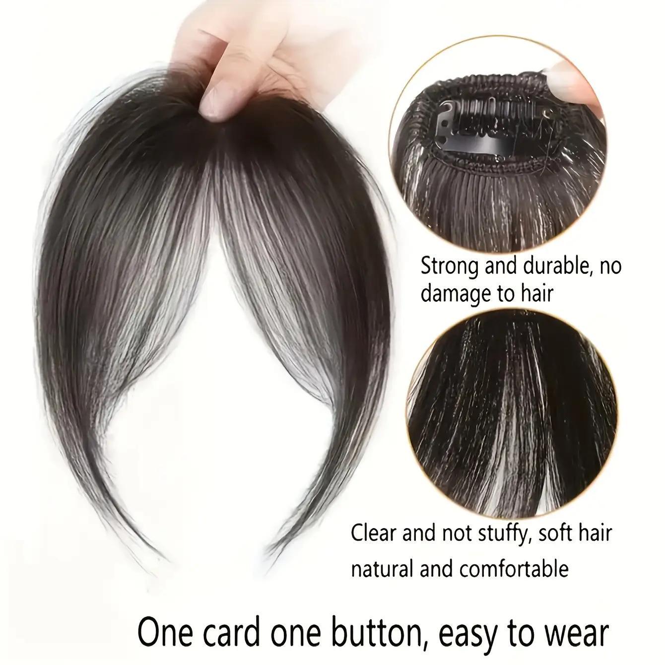 1 Piece Natural Clip-In Bangs for Women - 8inch Straight Hair, Heat-Resistant Fiber, Fluffy and Voluminous, Suitable for Daily Wear, Easy to Style, Perfect for Casual or Formal Occasions, Multi-Functional Hair Piece, Smooth Hair Piece, Secure Clip-In Fixa