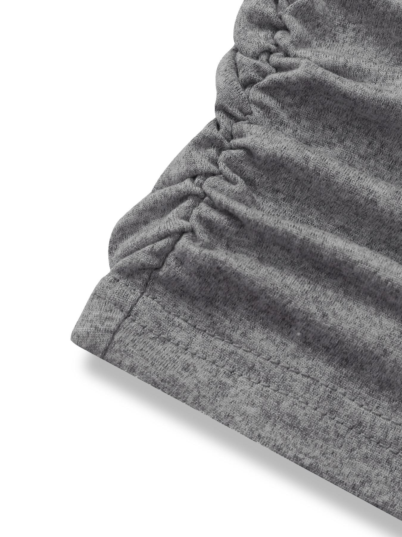 Women's Autumn Winter Casual Slim-Fit Long Sleeve T-Shirt Set, Side Ruched Design, Three-Piece Fashion Top for Daily Wear