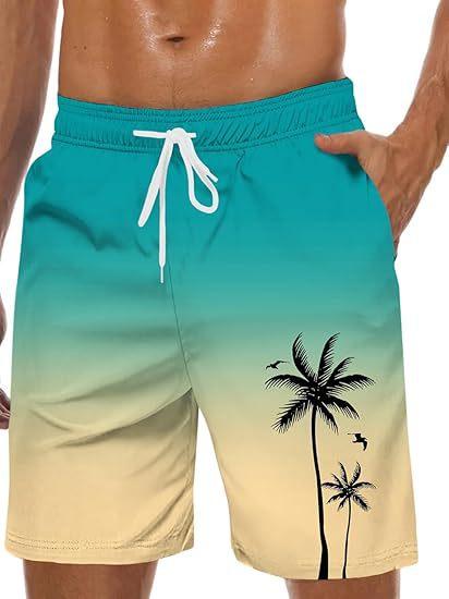 Vintage Plant Pattern Beach Shorts Men Coconut Tree 3D Printed Swim Trunks Summer Hawaiian Shorts Loose Board Shorts