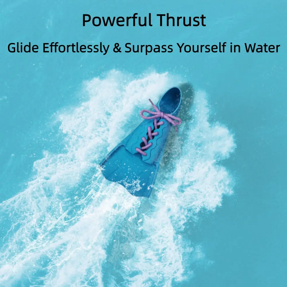 Professional Training Swim Fins With Flow Guiding Blade Design Adjustable Rope Lace Up Fastening, Soft Snug Fit Foot Pocket Snorkeling Flippers For Open Water Swimming Beach Underwater Sport Daily Diving Practice