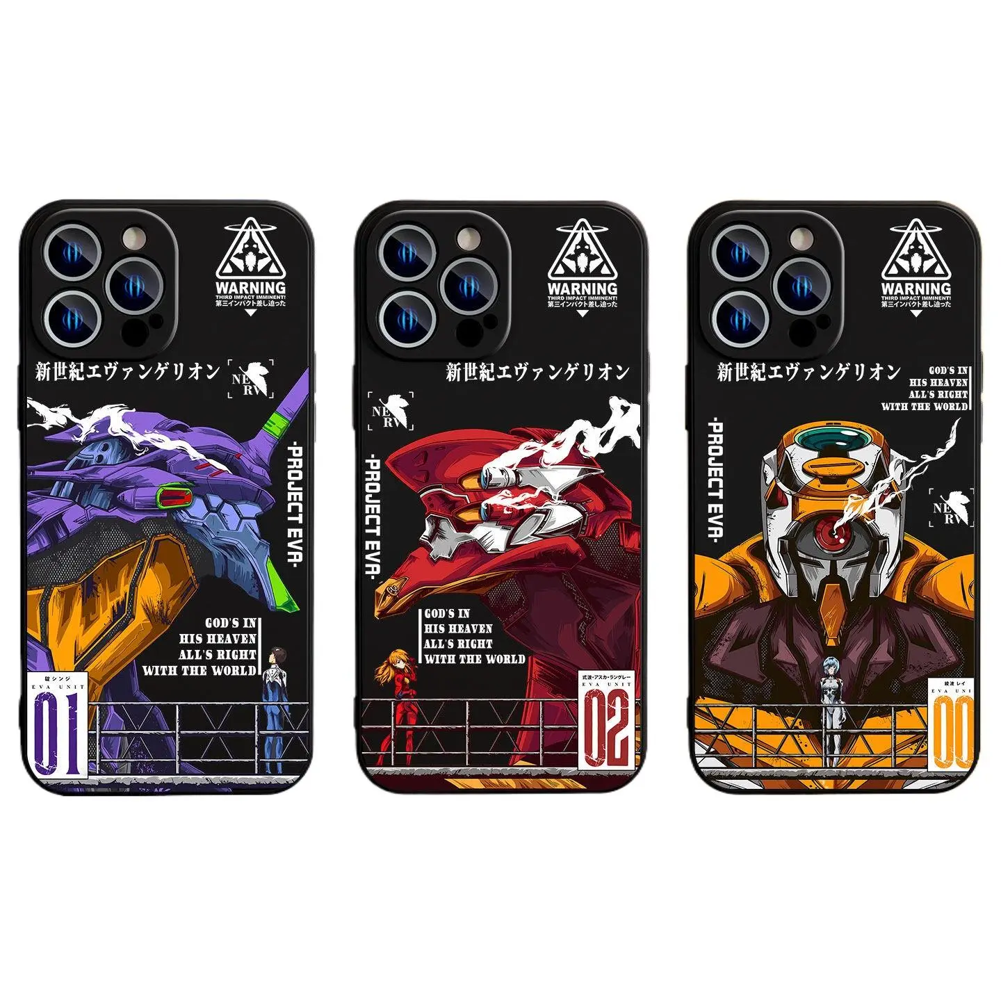 Anime EVA Neon Genesis Evangelion   Phone Case For Apple iPhone  17 Pro Max Air,16,15,14,13,12,11,XS,XR,X,8,7,Pro,Max,Plus,mini & Samsung Galaxy S26 Ultra S25 S24 S23 S22 S21 Plus Silicone soft Black shockproof protective Cover