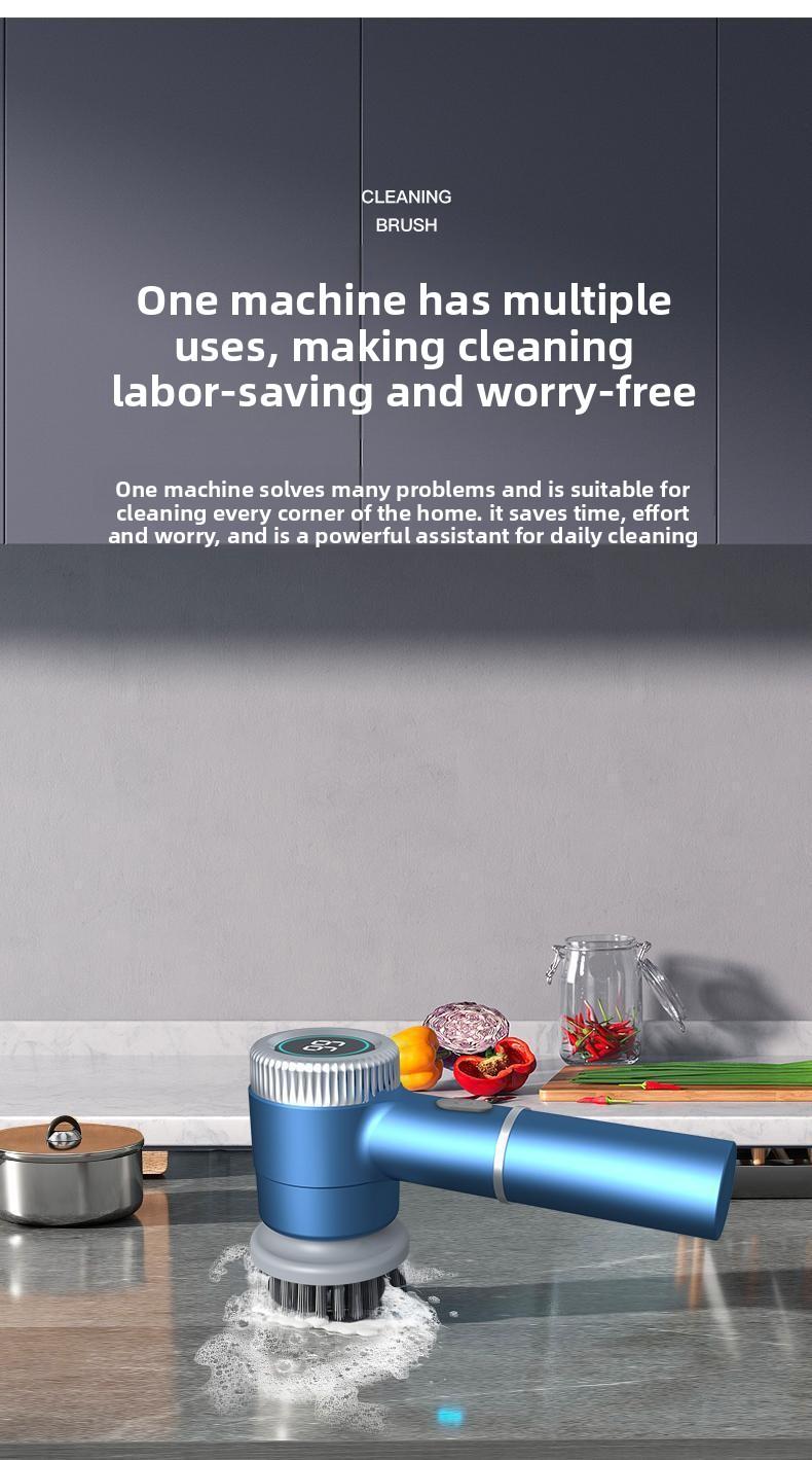 Multi - Function Kitchen Electric Cleaning Brush Wireless Automatic Scrubber for Dishes Pots and Pans Rechargeable Household Cleaning Tool