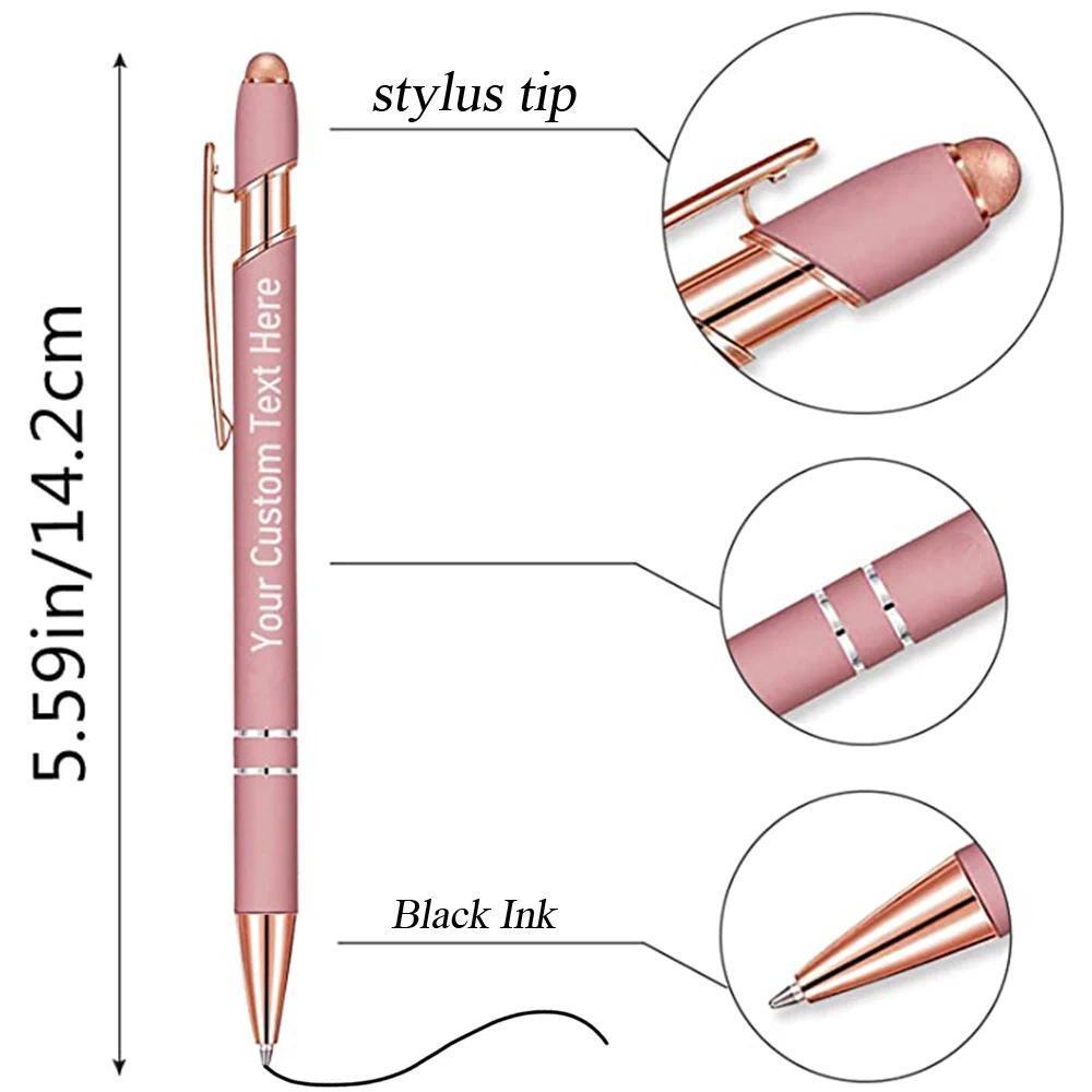 Engraving Name Gift Pen 10pcs Custom Pens with Logo Engrave Text Ballpoint Pen with Stylus Tip for Student Business Office