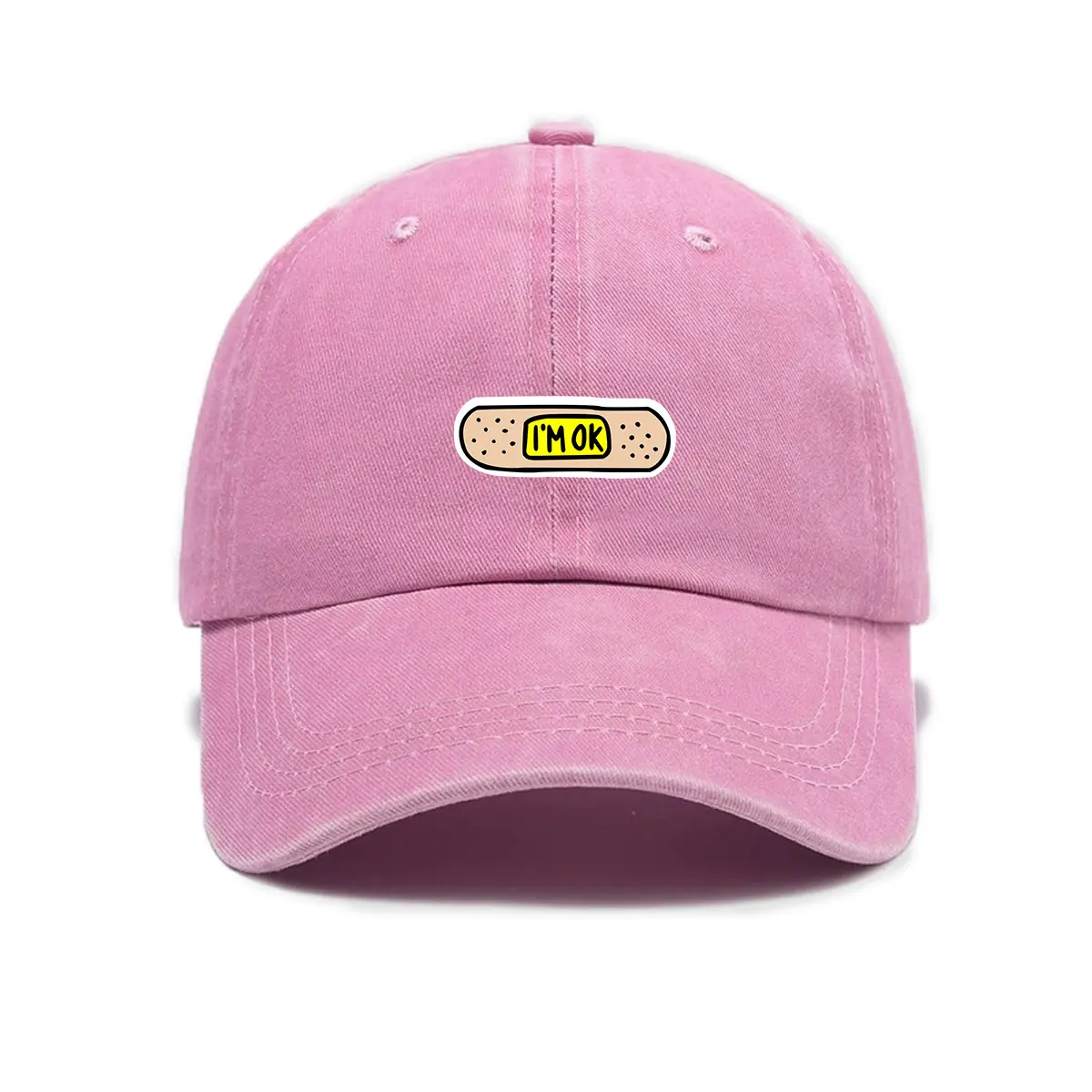 Vintage Washed Cotton Dad Cap with Bandage Graphic Print for Unisex Streetwear - Adjustable Hat, Cotton Fabric, Adjustable Strap, Bandage Print, Casual, One Size Fit
