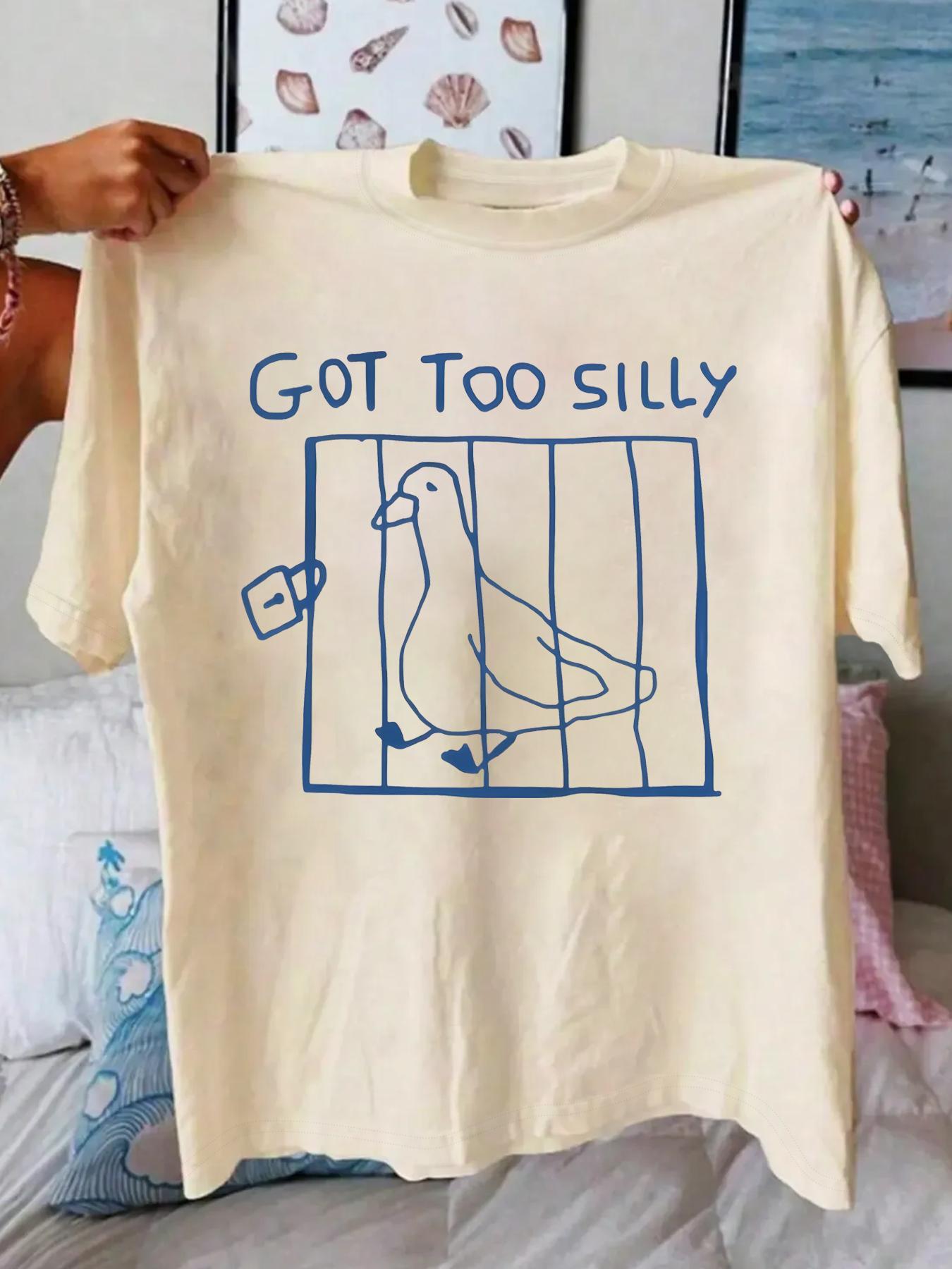 Duck & Letter Print Round Neck Tee, Regular Fit Casual Streetwear Short Sleeve T-shirt for Summer, Men's Top for Daily Wear, Menswear