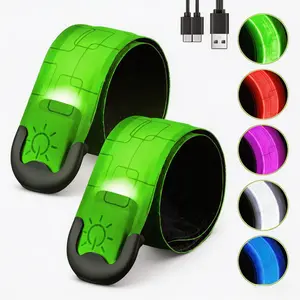 Fitense Rechargeable LED Armband 2-Pack, High-Visibility Sports Wristbands with 3 Light Modes, Night Safety Gear for Running, Cycling, Gift for Men Women