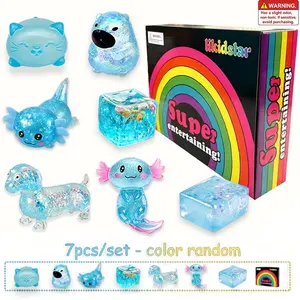 7-Piece Surprise Blind Box Malt Sugar Stress Relief Fidget Toys, Creative Slow-Return Squishy, 7 Styles, Party Gift