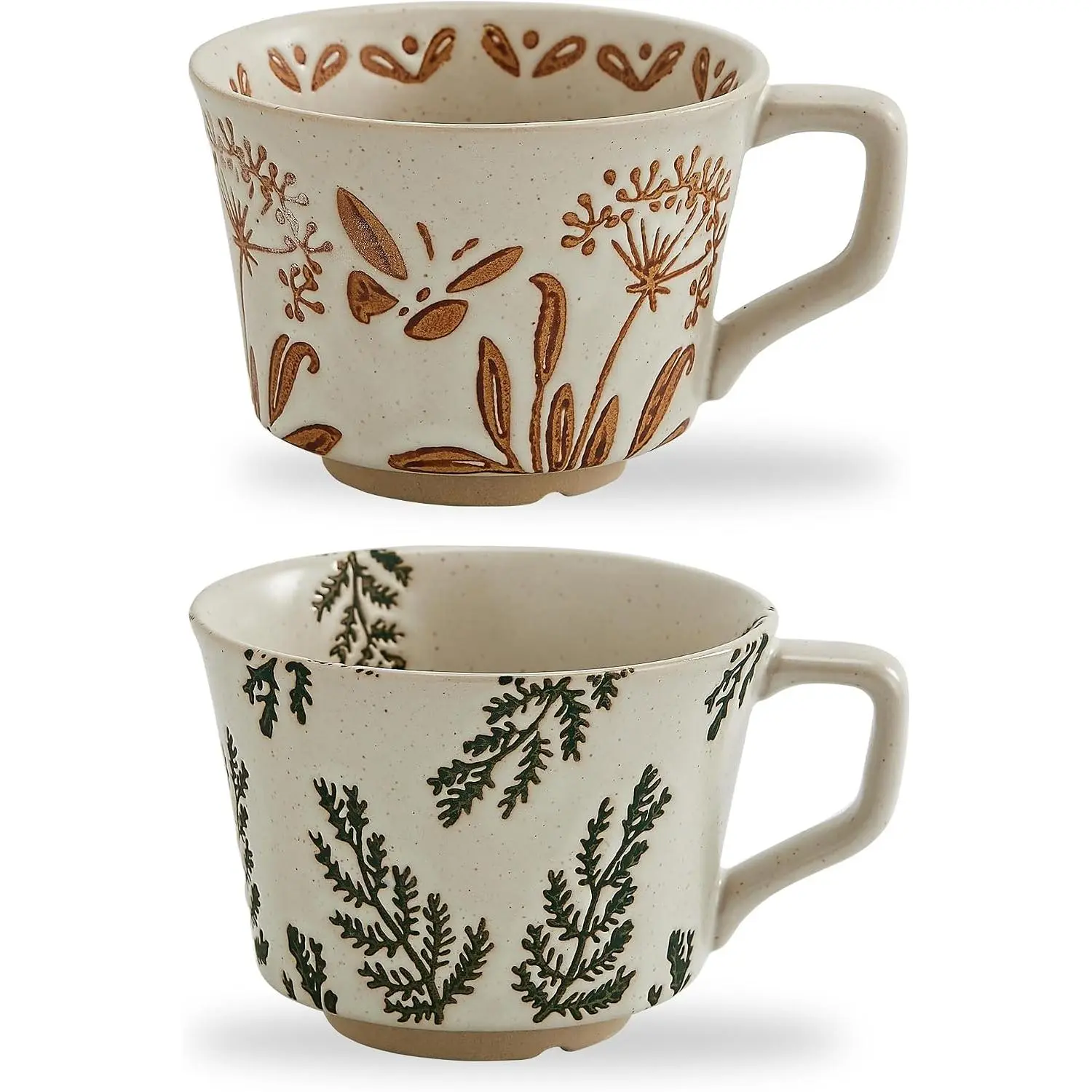 12oz  Ceramic Coffee Mug Set of 2 -  Stoneware Pottery Countryside  Fall Autumn  Mugs with Big Handle for Latte,Cocoa,Dishwasher & Microwave Safe Cups ()