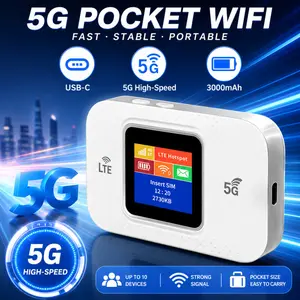 Portable 4G LTE Mobile WiFi Hotspot Built in 3000mAh Battery Dual SIM Slot 2.4G 5G Dual Band Color LCD Screen Global Travel Router Support 180 Countries Connect 100 Devices Private Encrypted WiFi For Business Trip Camping Overseas Student Hotel Use