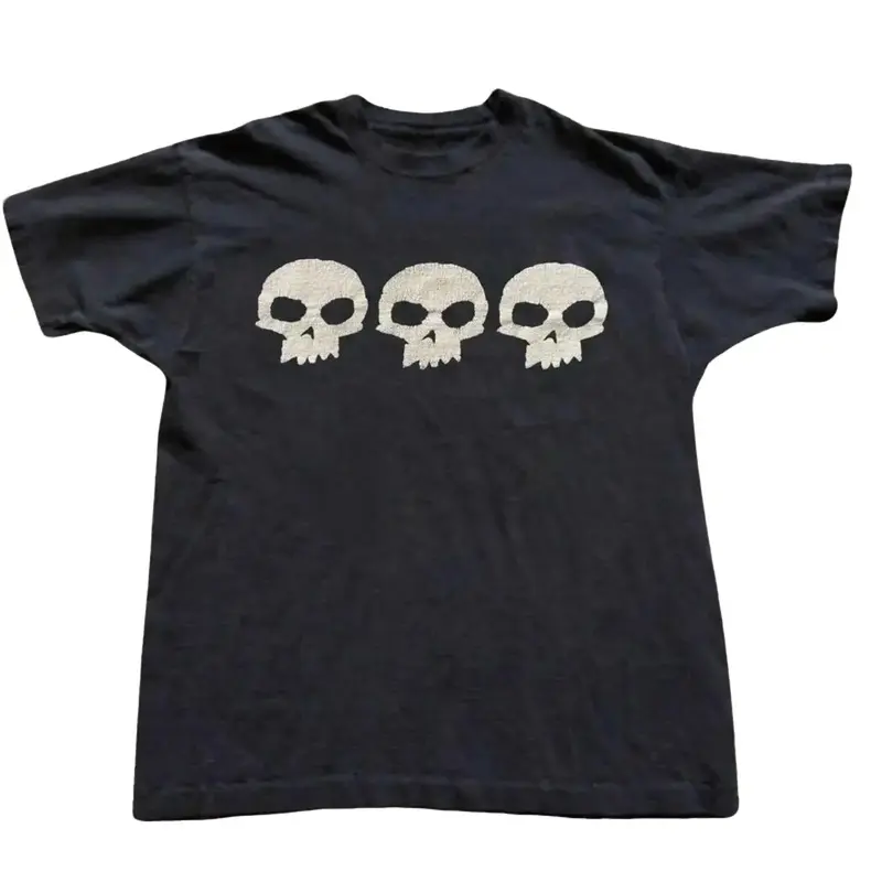 Unisex Fitted Short-Sleeve Casual Sports Top - Black Skull Graphic T-Shirt, Cotton, Lightweight, Round Neck, Y2k Gothic Grunge Alt Clothes, Gift Option