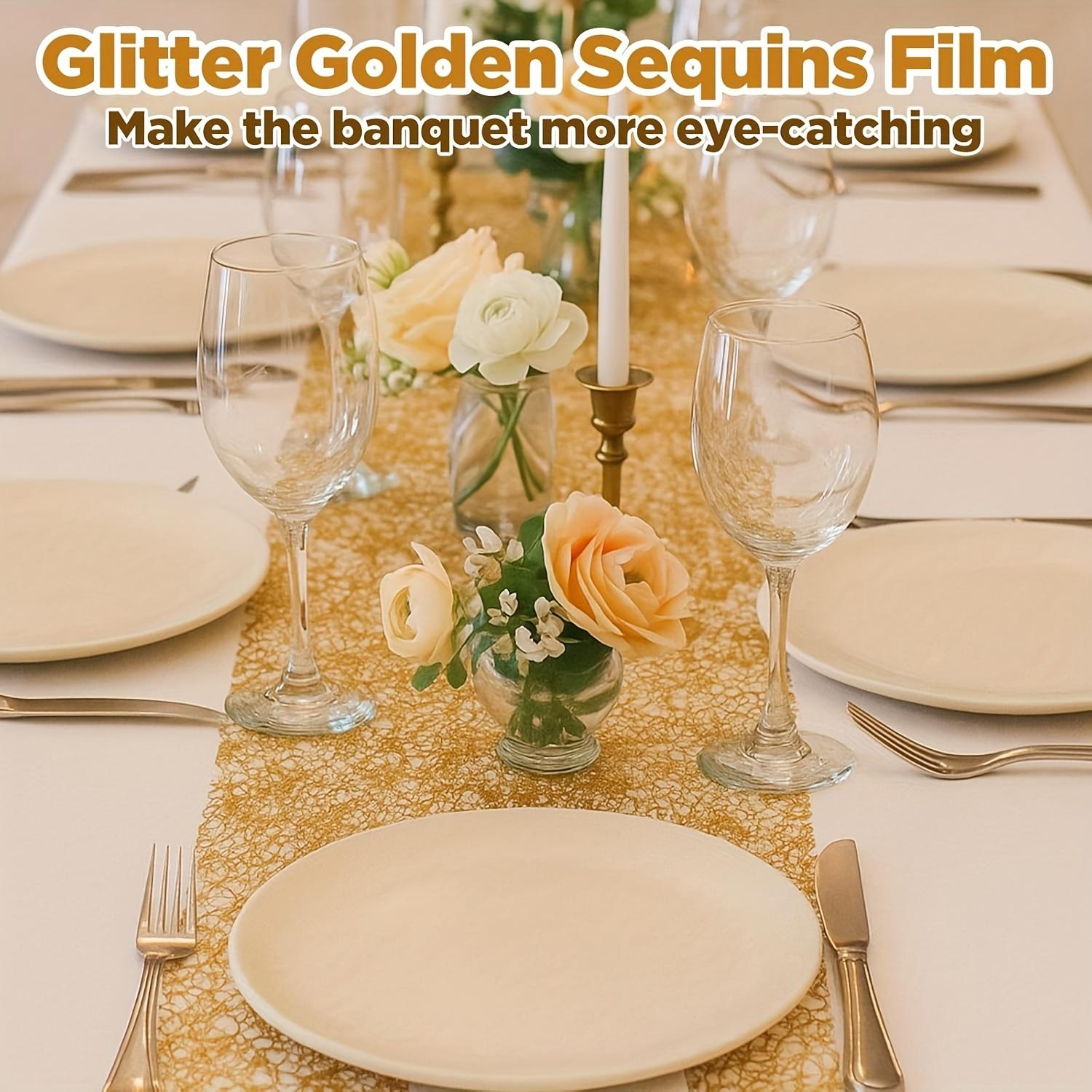 For Weddings, Parties, Christmas & Graduations, Table Decoration Upgrade Solution, Gold Glitter Mesh Table Runners, Shiny Decorative Atmospheric, Effortlessly Create Upscale Table Decoration, 11 X 108 Inch 10 Pack