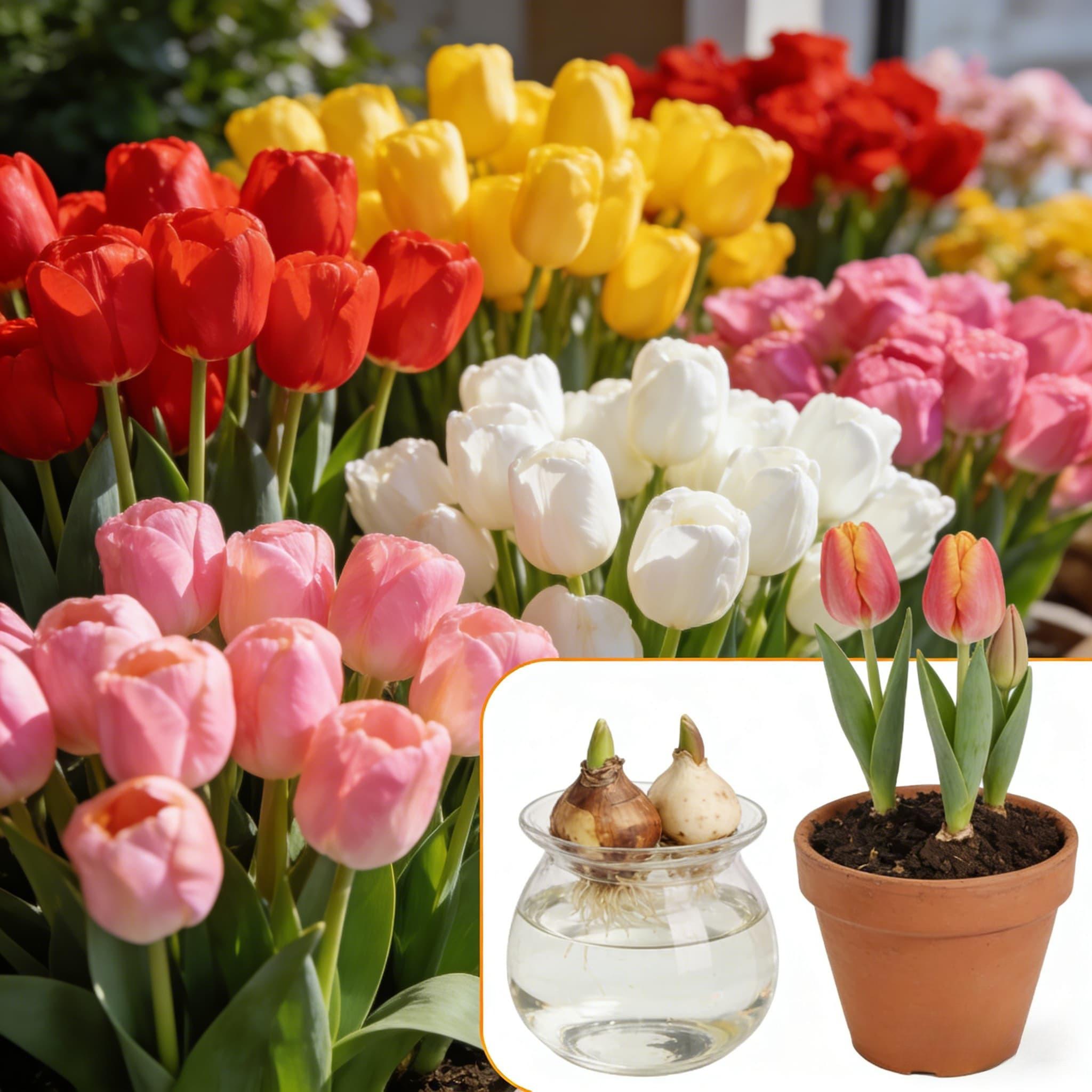 Random color tulip bulbs, suitable for hydroponics or soil cultivation, easy to care for, even beginners can easily grow.