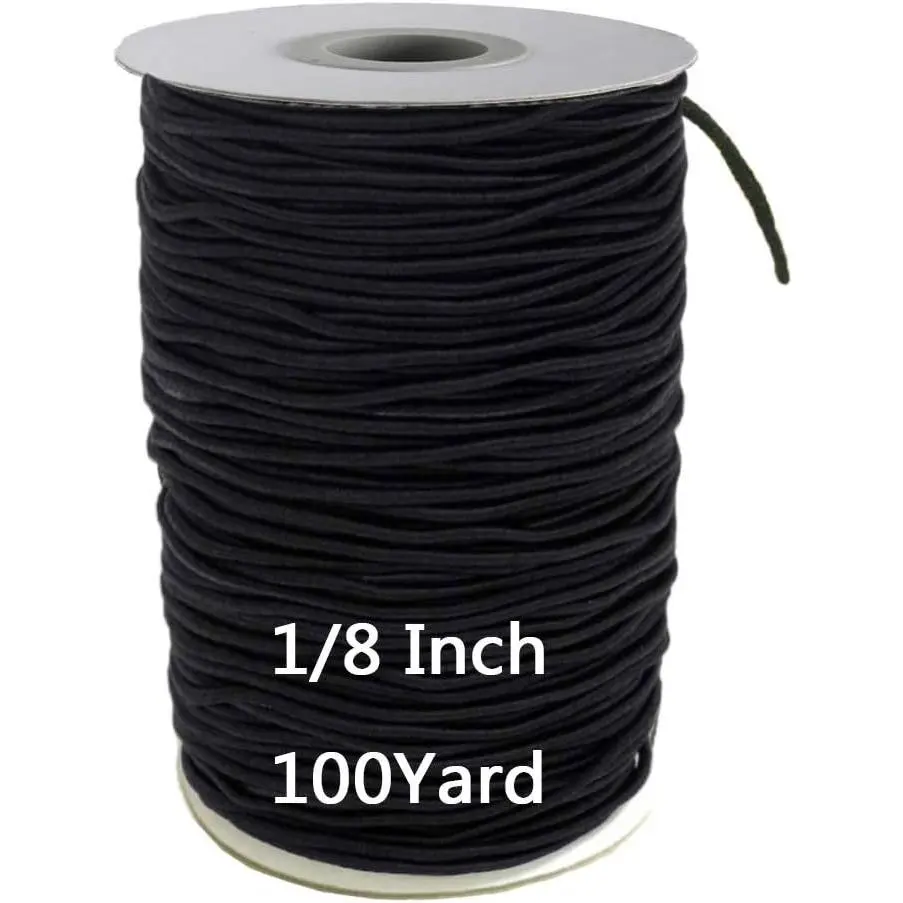 1/8 inch Elastic Bands for Sewing - Elastic String for ,100 Yards | Elastic Cord Heavy Stretch High Elasticity Knit Elasticfor for Sewing Crafts DIY Mask, Black
