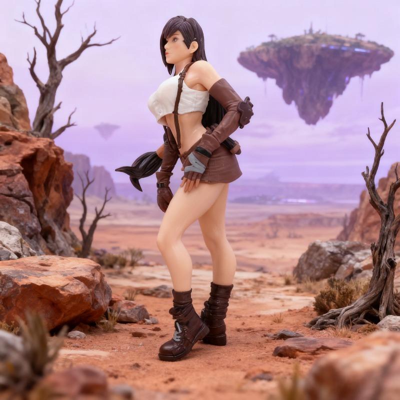 Anime-Style Dark Brown-Haired Male/Female Figure Collectible- White-Brown Battle Outfit Standing Pose Figure for Display, Tabletop RPGs/Dioramas- Detailed Craftsmanship Anime Combat Statue for Gamers& Collectors(Compatible with