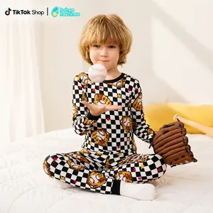 babee Reshinee 93% Bamboo Viscose Kids Pajama Set, Toddler Boys Girls 2-Piece Long Sleeve Pjs, Soft Breathable Stretchy Snug Fit Sleepwear for Baby Kids 12M-8Y, Cute Cartoon Print Gift #SummerWins