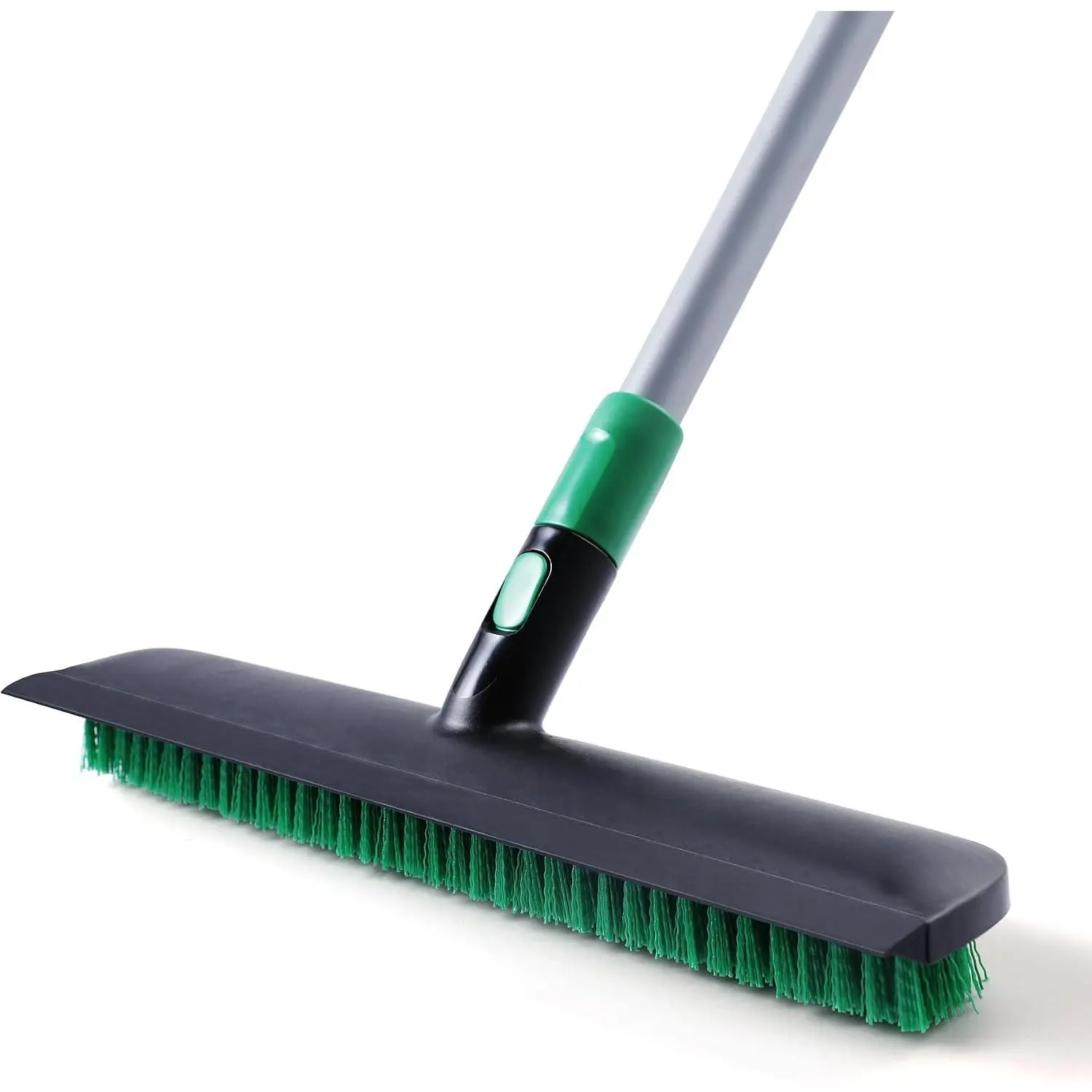 Floor Scrubber Brush - 15 in Multi-Surface Synthetic 2-in-1 Stiff Bristles & Rubber Squeegee, 45° Angle, 55" Telescoping Handle for Water Removal, Shower & Kitchen Cleaning