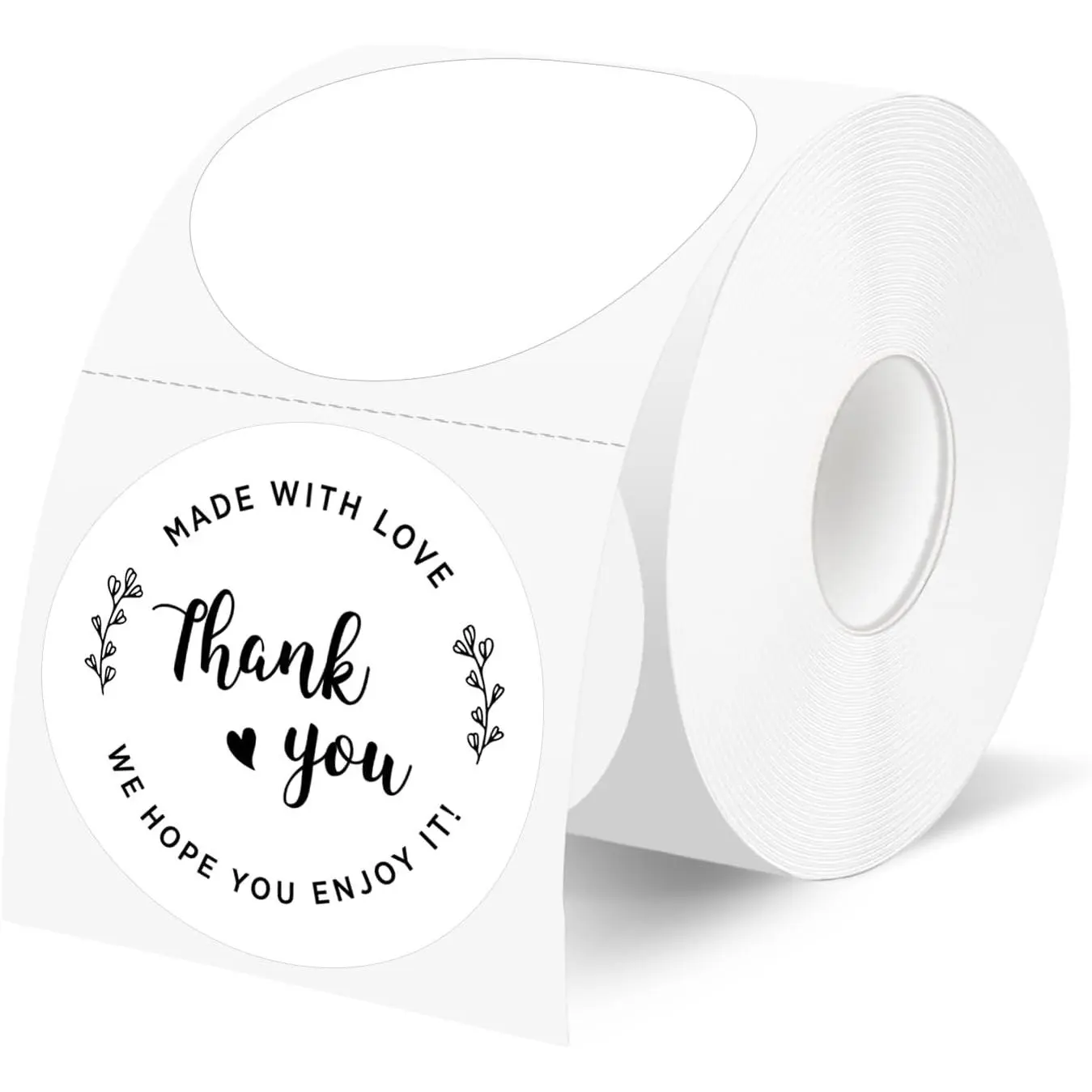 500 Labels/Roll 2" White Round Thermal Labels,  Circle Blank Thermal Sticker Compatible with Direct Thermal Label Printers for DIY Logo Designs, Thank You, Small Business