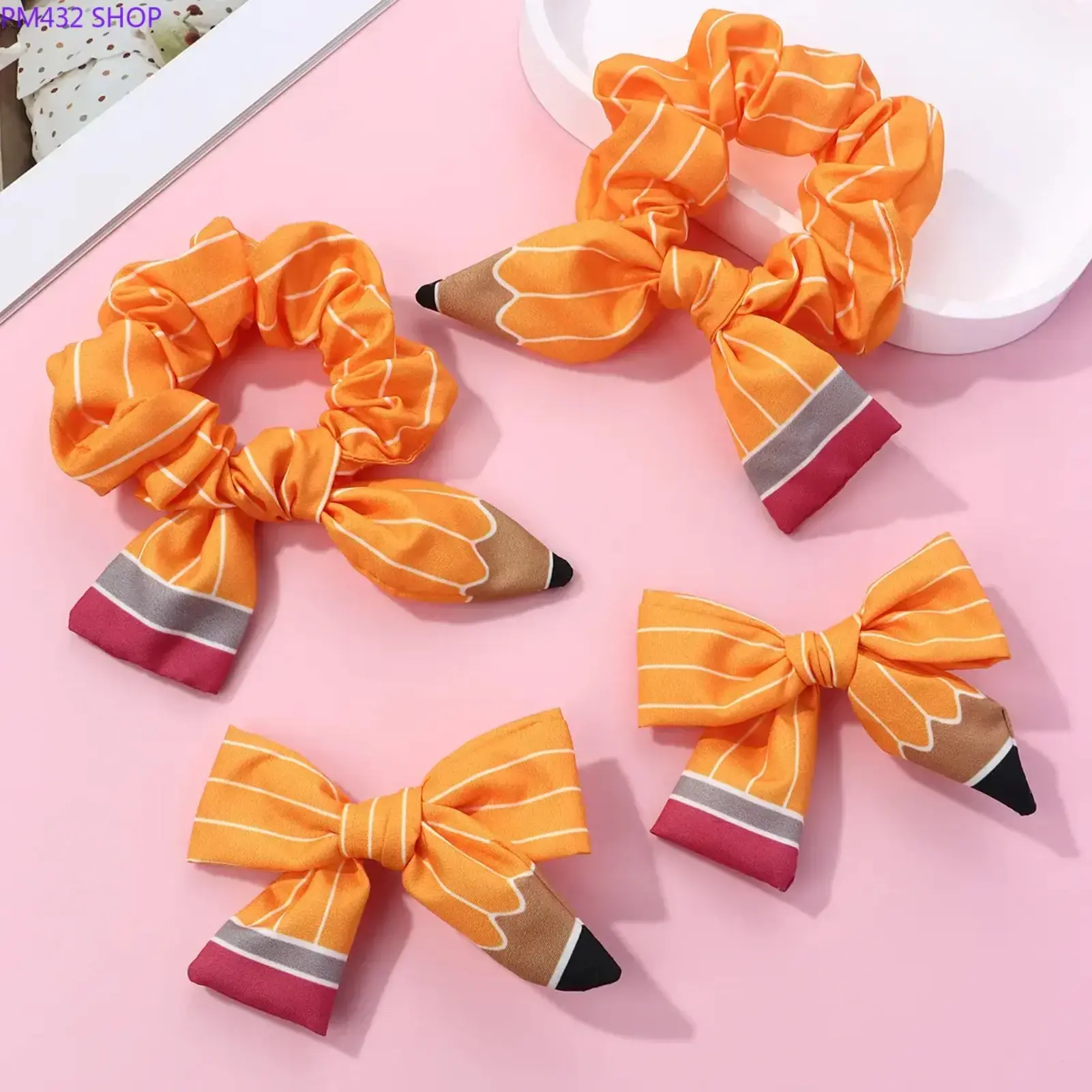 Back to School Hair Accessories Set – Cute Bow Hair Clips, Scrunchies & Knotted Headband, Lightweight Classroom-Inspired Hair Decor for Students, School Events & Everyday Wear