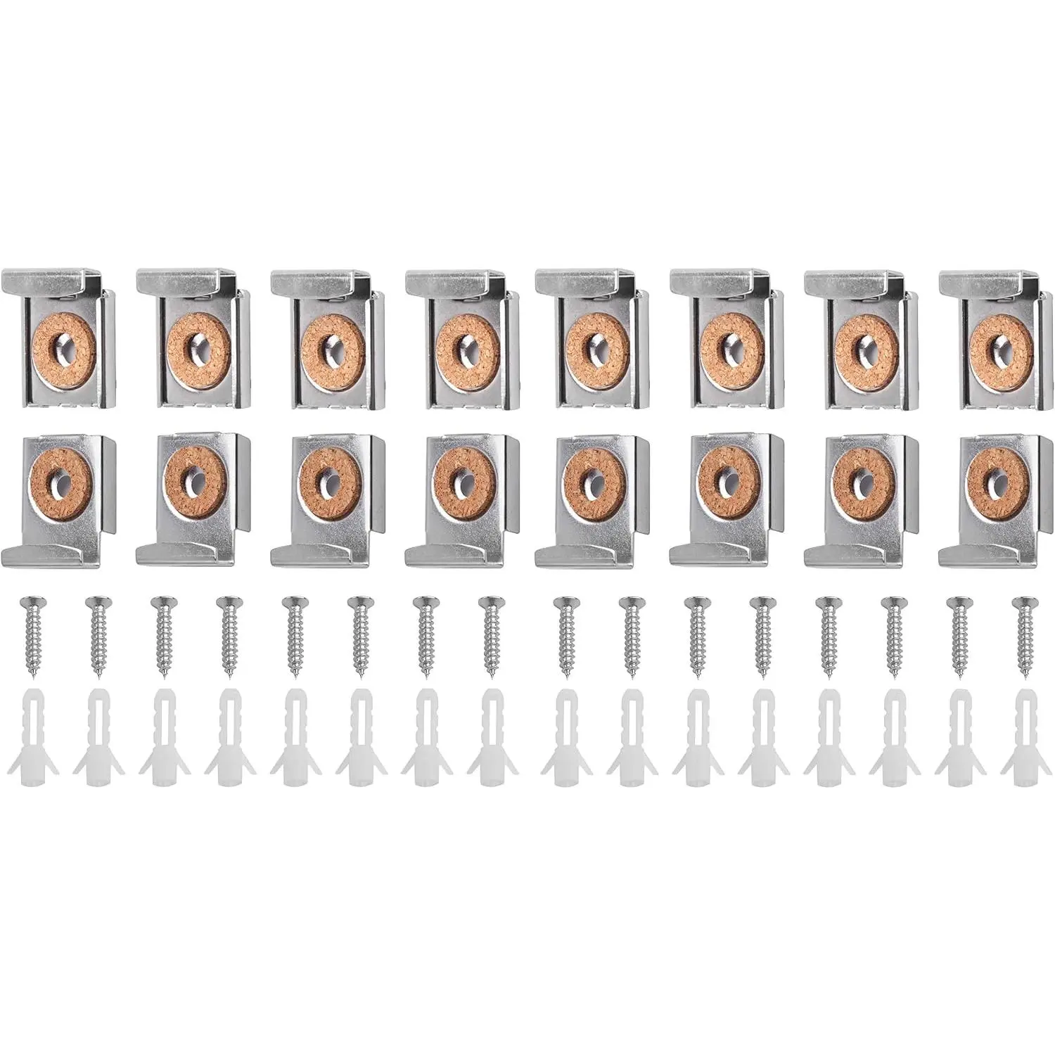 Mirror Hanger Clips Set, 4Sets (16 Pieces) Unframed Mirror Mount Clips, Metal Spring  Mirror Hanger Clips with Screws and Rawl Plugs