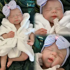 Otarddolls 17.7 Inch Cuddly Can Open Mouth Pascale Full Body Solid Silicone Girl Doll With Painted Bald 3D Painted Skin Handmade Waterproof Flexible Newborn Doll For Kid's Gift And Present