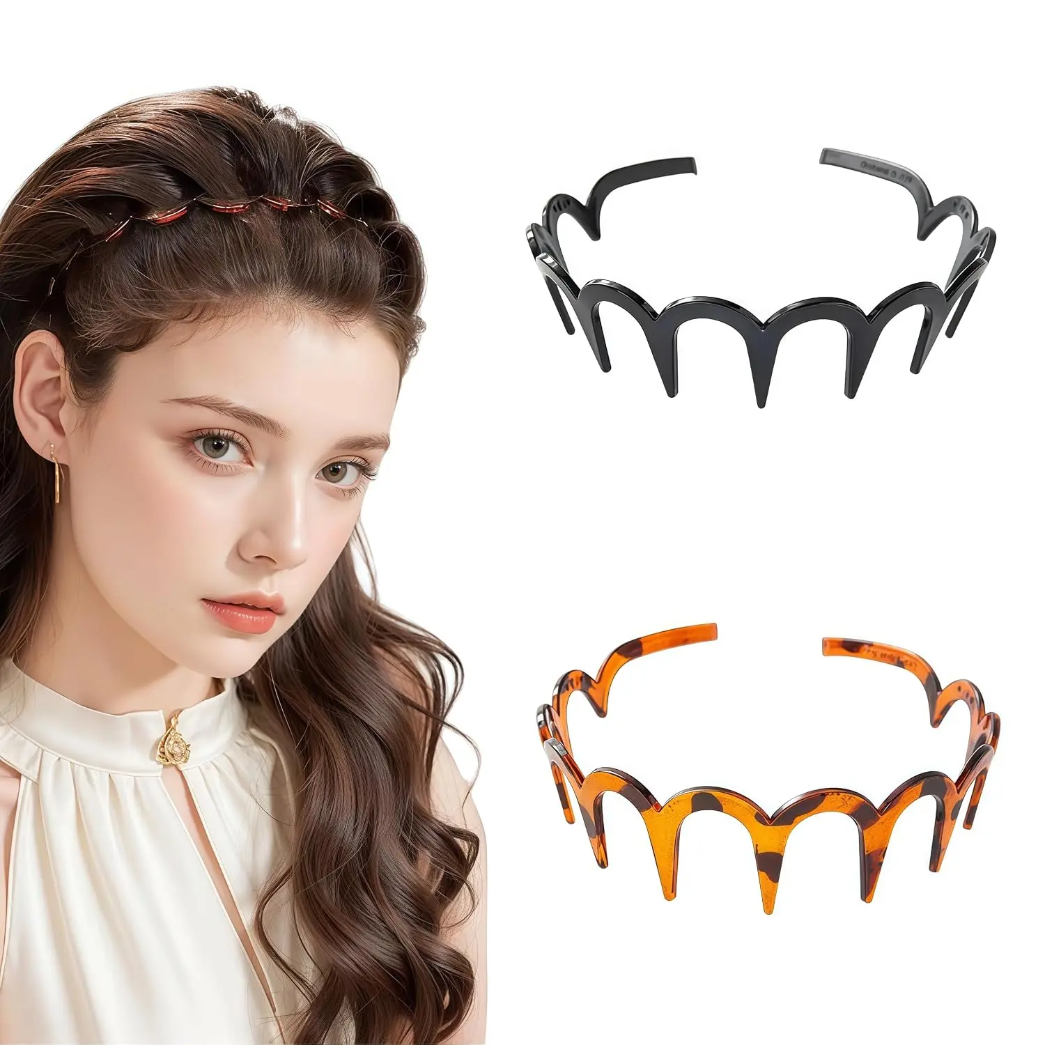 2026 Zigzag Headbands for Women, Non-Slip Design (1, Glossy black) | U-Shaped  Hair Comb Headband, Reversible Korean Headbands with ,  Hairband for Everyday Styling & Workout
