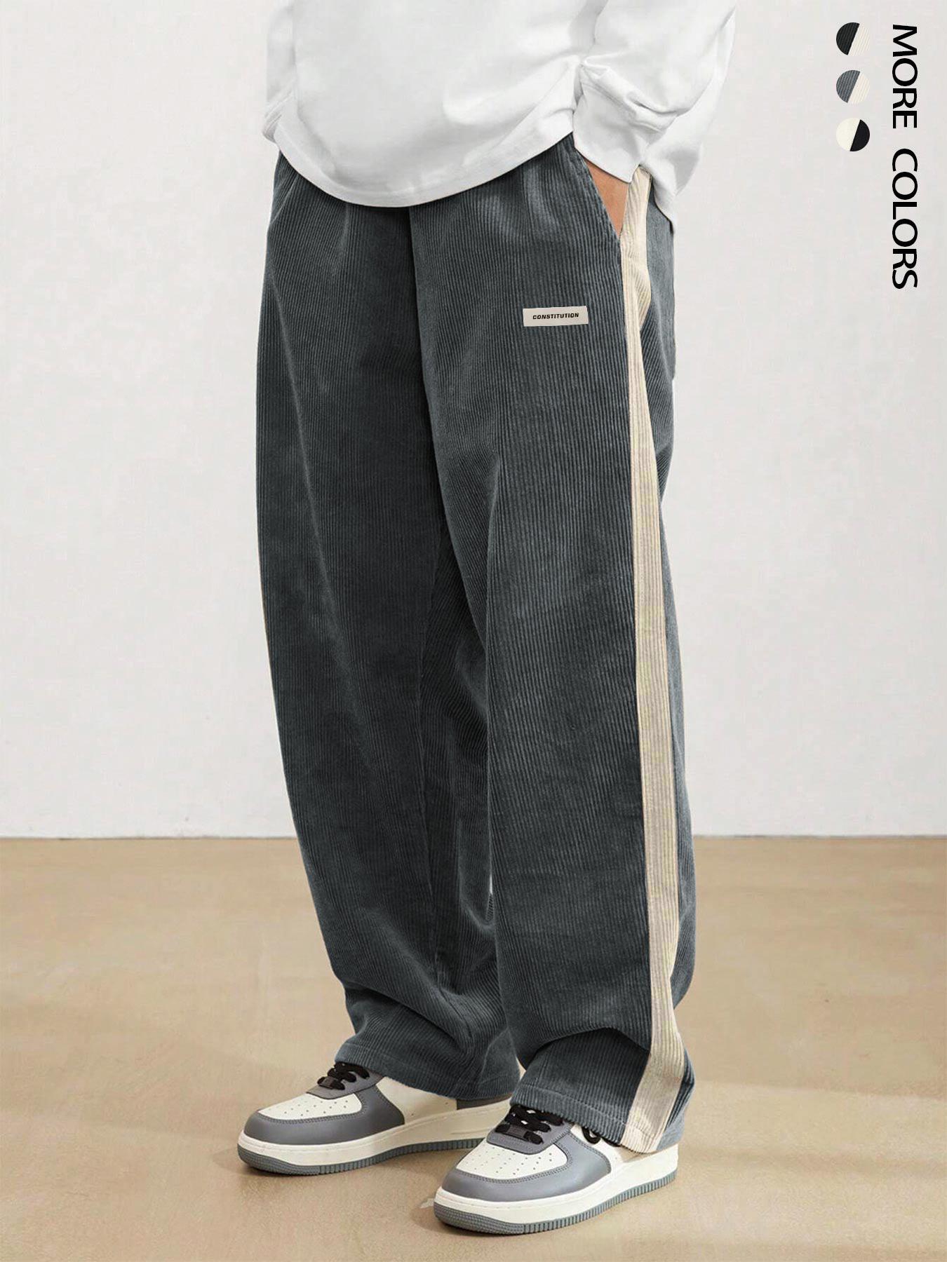 Men's Corduroy Pants, Loose Casual Comfy Elastic Trousers for Daily Wear, Men's Bottoms for All Seasons