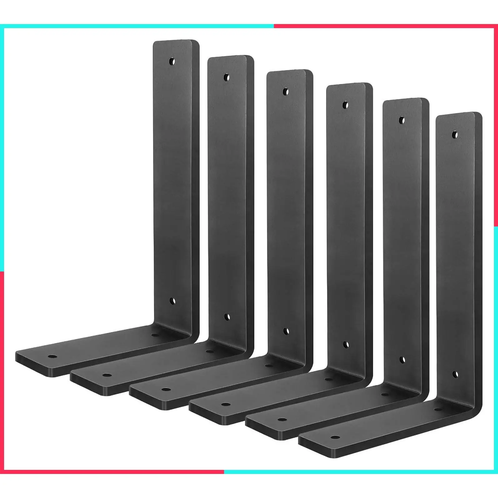 Heavy Duty 10 Inch Floating Shelf Brackets 6 Pack, L-Shaped Wall Mount Brackets with Hardware for DIY Decorative Shelving