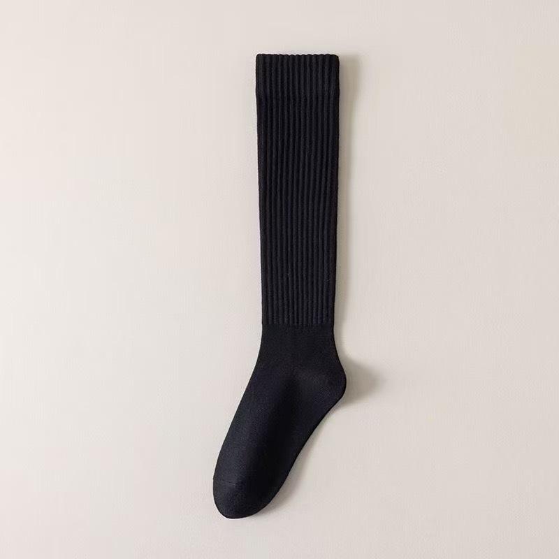 5-Pair Compression Calf Socks, Women's Vertical Stripe Solid Color Calf Socks, Versatile Slouch Socks